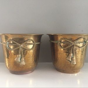 Vintage Pair of Planters - Brass